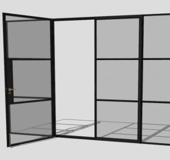 黑框玻璃隔断SU模型下载_sketchup草图大师SKP模型
