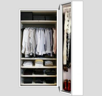 实木转角白色衣柜SU模型下载_sketchup草图大师SKP模型