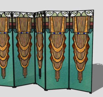 装饰艺术屏风SU模型下载_sketchup草图大师SKP模型