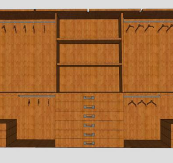 实木滚动门衣柜SU模型下载_sketchup草图大师SKP模型