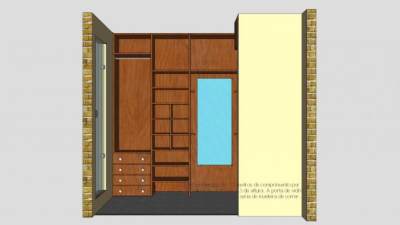 实木转角壁柜SU模型下载_sketchup草图大师SKP模型