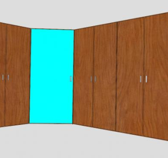 实木衣橱角落衣柜SU模型下载_sketchup草图大师SKP模型