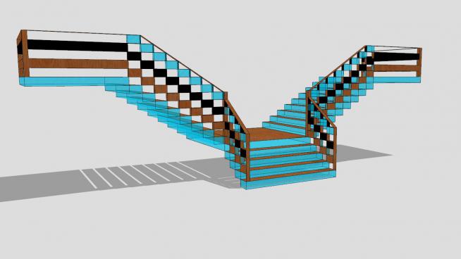 双分式楼梯su模型下载