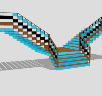 双分式楼梯SU模型下载_sketchup草图大师SKP模型