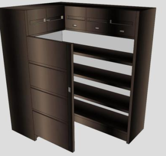 黑色转角衣柜SU模型下载_sketchup草图大师SKP模型