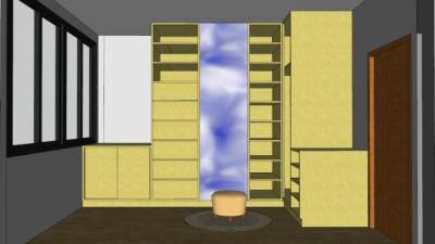 黄色衣橱衣柜SU模型下载_sketchup草图大师SKP模型