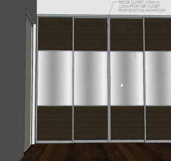 四门滚动门衣柜SU模型下载_sketchup草图大师SKP模型