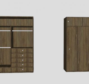 黑桃木壁橱衣柜SU模型下载_sketchup草图大师SKP模型
