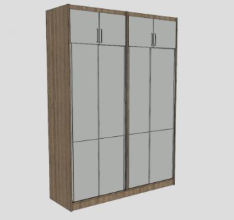 实木四门衣柜SU模型下载_sketchup草图大师SKP模型