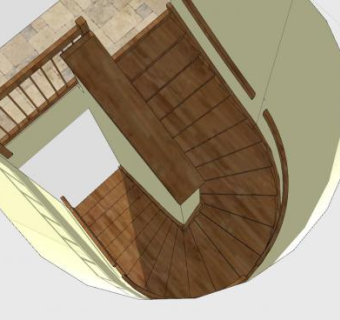 U型旋转楼梯SU模型下载_sketchup草图大师SKP模型