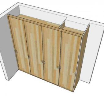 实木吉列尔莫衣柜SU模型下载_sketchup草图大师SKP模型