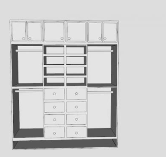 简易白色衣柜SU模型下载_sketchup草图大师SKP模型