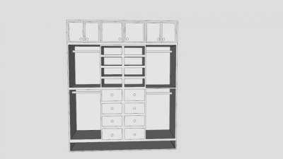 简易白色衣柜SU模型下载_sketchup草图大师SKP模型