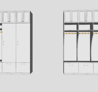 现代家居白色衣柜SU模型下载_sketchup草图大师SKP模型