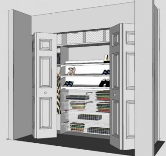 折叠门衣柜系统SU模型下载_sketchup草图大师SKP模型