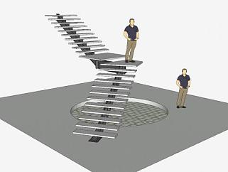 钢支撑架<em>踏板楼梯</em>SU模型下载_sketchup草图大师SKP模型