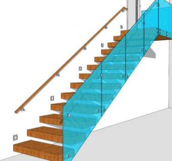 室外玻璃护栏楼梯SU模型下载_sketchup草图大师SKP模型