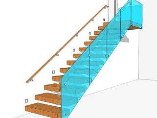 <em>室外玻璃</em>护栏楼梯SU模型下载_sketchup草图大师SKP模型
