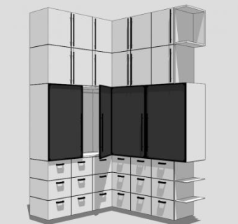 卧室衣柜角落衣橱SU模型下载_sketchup草图大师SKP模型