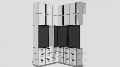 卧室衣柜角落衣橱SU模型下载_sketchup草图大师SKP模型