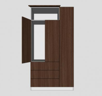迷你实木衣橱SU模型下载_sketchup草图大师SKP模型