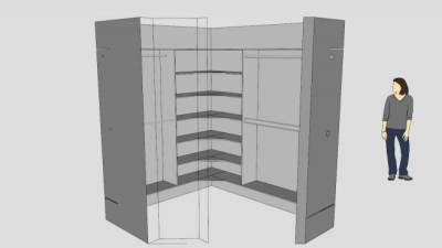 转角卧室衣柜SU模型下载_sketchup草图大师SKP模型