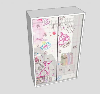 卧室女孩衣橱SU模型下载_sketchup草图大师SKP模型