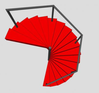 红色旋转护栏楼梯SU模型下载_sketchup草图大师SKP模型