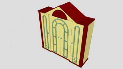 卧室平开门式衣柜家具SU模型下载_sketchup草图大师SKP模型