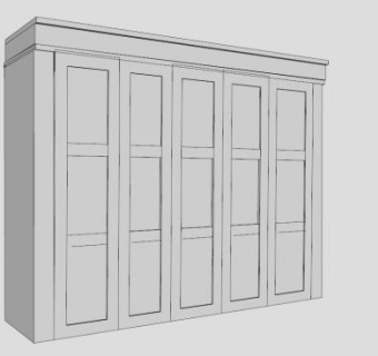 现代白色多门衣柜壁橱SU模型下载_sketchup草图大师SKP模型
