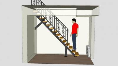 镂雕护栏楼梯SU模型下载_sketchup草图大师SKP模型