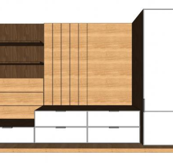 现代实木嵌入衣柜SU模型下载_sketchup草图大师SKP模型