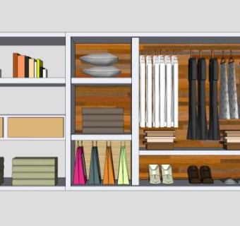 开放式白色衣柜SU模型下载_sketchup草图大师SKP模型
