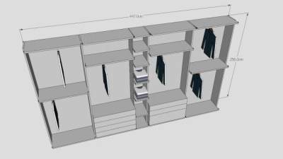 现代步入式衣帽间SU模型下载_sketchup草图大师SKP模型