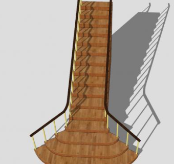 樱桃木护栏楼梯SU模型下载_sketchup草图大师SKP模型