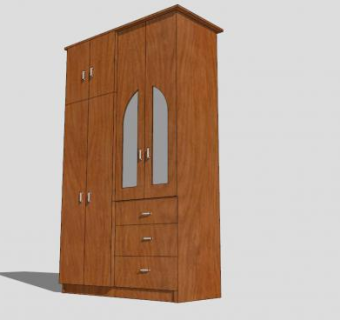 现代实木家居衣柜SU模型下载_sketchup草图大师SKP模型