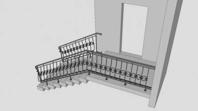 镂雕金属护栏楼梯SU模型下载_sketchup草图大师SKP模型