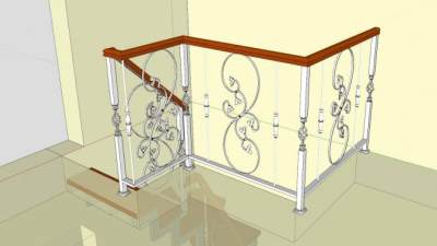 欧式风格镂雕护栏楼梯SU模型下载_sketchup草图大师SKP模型