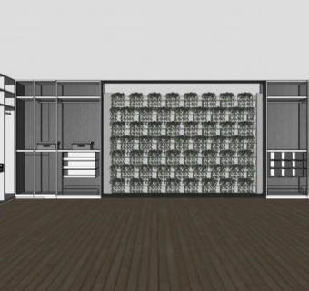 欧式步入式衣帽间SU模型下载_sketchup草图大师SKP模型
