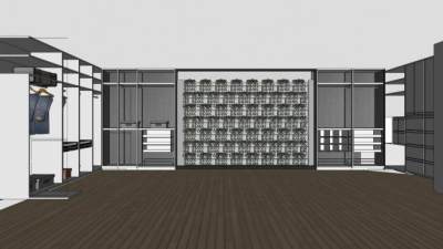 欧式步入式衣帽间SU模型下载_sketchup草图大师SKP模型