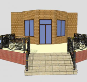 别墅室外镂雕护栏楼梯阶SU模型下载_sketchup草图大师SKP模型