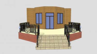 别墅室外镂雕护栏楼梯阶SU模型下载_sketchup草图大师SKP模型