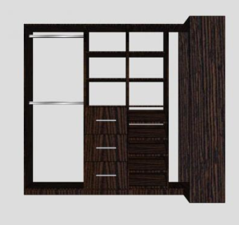 黑色开放式衣柜SU模型下载_sketchup草图大师SKP模型