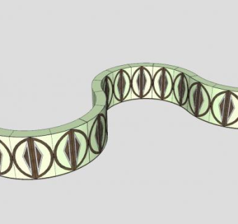 花式波浪形护栏SU模型下载_sketchup草图大师SKP模型