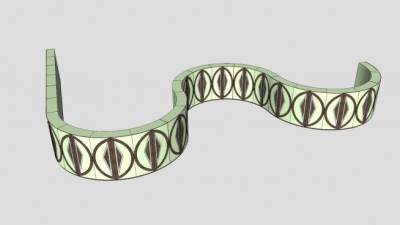 花式波浪形护栏SU模型下载_sketchup草图大师SKP模型