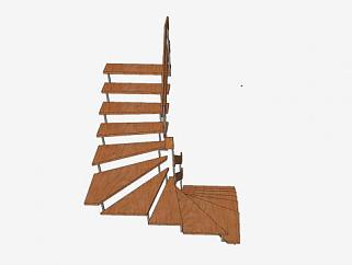 木制钢架楼梯SU模型下载_sketchup草图大师SKP模型