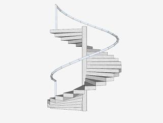 旋转钢石楼梯SU模型下载_sketchup草图大师SKP模型