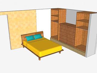 卧室开放式壁橱SU模型下载_sketchup草图大师SKP模型