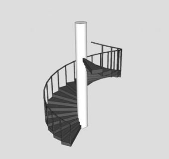 单柱螺旋式楼梯SU模型下载_sketchup草图大师SKP模型