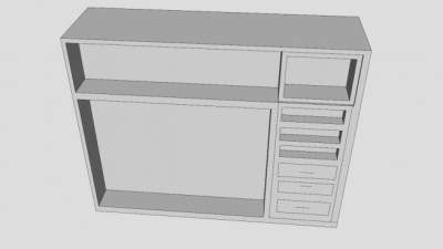 现代白色嵌入式衣柜SU模型下载_sketchup草图大师SKP模型